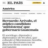 Nuevamente el poco rigor period&iacute;stico de @elpais_america a la hora de informar: el candidato antisistema no era Ar&eacute;valo, era Thelma Cabrera a quien no dejaron participar