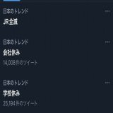 日本の人たちは休みたがっている。 無理をしないように #JR全滅 #学校休み  #会社休み