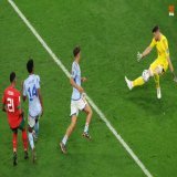 Walid Cheddira has a golden chance to give Morocco the lead but Unai Sim&oacute;n stands strong to save his shot!