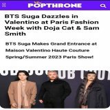 Pop Throne reports: BTS SUGA dazzles in Valentino at Paris Fashion Week   "BTS SUGA Makes Grand Entrance at Maison Valentino Haute Couture Spring/Summer 2023 Paris Show!"    #SUGAxValentinoCouture