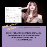 The Lisa hasn't been released yet, it's just a rumor, how come YG shares have dropped,What if Lisa really comes out ???,  LISA LEAVE YG #GetThatMoneyLISA #FreeYourselfLISA