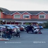 Eyewitness video shows police detaining the man suspected in a mass shooting in which seven people were killed in northern California&rsquo;s Half Moon Bay.