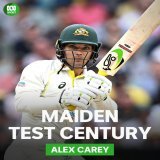 What a moment for Alex Carey! His first Test century!  His 100 came from only 133 deliveries, and he becomes the first Aussie keeper to make a century in 9 years. Well batted indeed!   Listen live:  Live blog:    #AUSvsSA