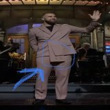 What the hell is this extra attachment on this otherwise gorgeous suit? #snl #SaturdayNightLive #TravisKelce #NBC