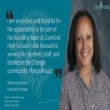 Please give a heartfelt Charger welcome to DeAndria Brigham, Associate Principal for Crawford HS!  She will lead much of the work to launch ACHS, including building our schedule and playing a key role in hiring the best staff. Welcome, DeAndria! ⁦@Fo