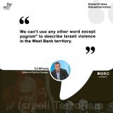 "We can't use any other word except pogrom" to describe #Israeli violence in the #WestBank territory."  Gil Mihaely, Editor-in-Chief at Causeur #IsraeliTerrorism  #IsraeliApartheid
