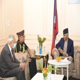 General Manoj Pande #COAS #IndianArmy &amp; Hony General #NepaliArmy called on the Right Hon'ble Prime Minister of #Nepal Shri Sher Bahadur Deuba. They discussed aspects of mutual interest &amp; ways to further cement the ties between the two Nations
