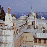 Greek Actress Melina Mercouri on top of Topkapi Palace in Istanbul during filming for the movie &ldquo;Topkapi&rdquo; (1964).