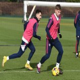 Fabio Vieira &amp; Emile Smith Rowe in Arsenal training today. #afc