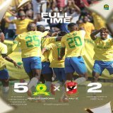Mamelodi Sundowns wallop Al Ahly 5-2 in a CAF Champions League game to extend their unbeaten run to 26 games.