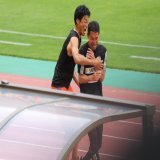 ビッグスワン行ってきました。  マリノス戦の勝利直後、千葉ちゃんが力蔵さん襲ってました  勝利おめでとうございます  #albirex #アルビレックス新潟 #新潟横浜FM #千葉和彦 #松橋力蔵