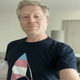 I’m in London today, or I’d be helping GOTV efforts on the ground. Wearing my Trans Flag Starfleet Delta shirt in solidarity with trans & non-binary folks, who will be much better off under a Harris-Walz administration than that of a fascist. Do the 