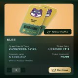 WHO WANTS $1000 in @KleeKaiETH ?  HEAD OVER TO    FOR A CHANCE TO WIN $1000  75/99 TICKETS REMAINING   #KLEE #ALCAZAR #WEB3RAFFLE #BNB #ETH #Bitcoin