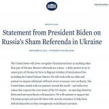 Президент США Джо Байден анонсував "швидкі та важкі" антиросійські санкції у відповідь на &laquo;референдуми&raquo;