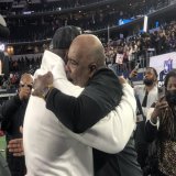 Two legends, Coach Todd and Samples share a moment after Duncanville breaks through.   @SOCFootball1  @Duncanville_Fb