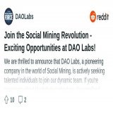 The DAO Labs revolutionizing social media and online communities through their Social Mining platform. If you're passionate about #blockchain and #DeFi , this is your chance to contribute and earn rewards.   Read   #DAOLabs #Web3 #Bitcoin #Binance $B