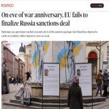 ЕС не может согласовать 10-й пакет санкций против России накануне годовщины войны, &mdash; Politico.  В то время как текущее предложение включает квоты на импорт синтетического каучука, Польша призывает к полному его запрету.