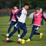 | William Saliba training on Thursday ahead of #ARSBRE #afc