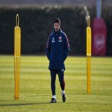 | Mikel Arteta in training at Colney ahead of #ARSBRE tomorrow #afc