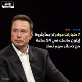 \ud83d\uddbc - ثروة الملياردير الأميركي إيلون ماسك تراجعت بنحو 7.14 مليار دولار خلال 24 ساعة، مع...