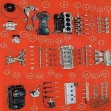 اجزاء المحرك - بالعربية و الفرنسية 1- المكبس -piston 2- ذارع المكبس- bielle 3- شنابر- segments 4- لقم عمود المرفق ( الكرنك شيف ) 5- عمود المرفق- vilebrequin 6- كتلة الاسطوانات - bloc-cylindres 7- غطاء صدر- cache courroie 8- سير الدينمو و بكرة- poulie