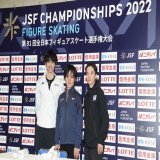 〈 #全日本選手権 〉  男子 メダリスト会見  1位 #宇野昌磨 （トヨタ自動車） 2位 #島田高志郎 （木下グループ） 3位 #友野一希 （上野芝スケートクラブ）  Photo by Joe Kobashi  #figureskate