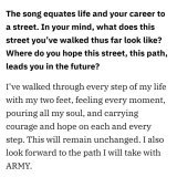 "I also look forward to the path i will take with army" oh hobi