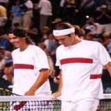 (The first time Federer and Nadal shared the court was as doubles opponents, wearing matching outfits...  ...and the last time was as doubles partners, also wearing matching outfits)  (brb, gonna cry)