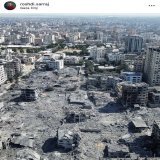 This photo shows some of the destruction in #Gaza due to the ongoing israeli aggression.  Photo taken by Roshdi, who was murdered a few hours ago in an israeli airstrike.