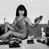 Beware of big bad Bettie tonight!  Happy Halloween, y&rsquo;all!    Artist unknown   #bettiepage #halloween #pinup #vintagehalloween #manhattanbeach #1950s #junglebettie #50scars #pinuphalloween