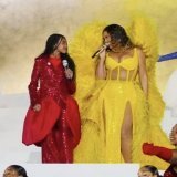 Beyonc&eacute; and Blue performing Brown Skin Girl at the Royal Reveal, Dubai