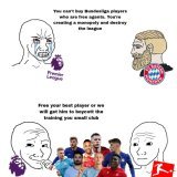 Bayern Munich buying a free agent and a 34 years old keeper with a 6 months contract for &euro;8M  vs.   Premier League clubs buying from the Bundesliga: