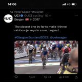 @petosagan does what he wants, even be on SoMe during #GlasgowScotland2023 @UCI_cycling #2sykkel