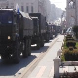 aid supplies from the Chechen Republic, food, clothing, electric generators and hygiene items reach the city of Hama, to be distributed to the earthquake victims.