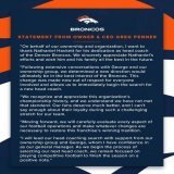 We have parted ways with Head Coach Nathaniel Hackett.  A statement from Broncos Owner &amp; CEO Greg Penner: