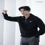 Mew Suppasit wears sweater from:  Marine Serre Black Eco-Futurist Printed Half-Zip Sweater  MEW YEVOLUTION 2023  @MSuppasit #YEvolutionxMew