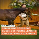 .@CambridgeStud caps a huge Karaka with a clean sweep. A $200k Embellish filly tops Book 2, completing a leading vendor double after Monday’s $1.1m Sword Of State colt. @KarakaChat Books 1 & 2 finish up $5.6m year on year despite fewer horses.Full st