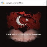 #CanYaman and #CanYamanForChildren Post   Thanks to you we were able to send the first donation to @ahbap to support the Turkish people affected by the earthquake.  There are no words to thank you.  We hope that the Turkish people will recover soon w