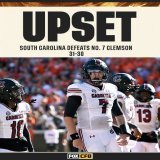 UPSET COMPLETE!  South Carolina beats Clemson for the first time since 2013, snapping an 8-game losing streak in the series for the Gamecocks.