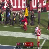 Deebo Samuel takes out the cameraman and then like a tough guy steps over him and stomps his feet.   Complete douche move by Deebo.