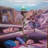 A painting describes Syria earthquake by the painter Thana Al Nabwani  #Syria