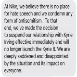Nike has ended its relationship with Kyrie Irving over &ldquo;hate speech&rdquo; but continues its partnership with the Chinese government, which is currently committing actual genocide against Muslims.
