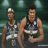 Giannis Antetokounmpo and Jrue Holiday combine for 76 points in the win over the Celtics   Giannis:              Holiday: 36 points           40 points 13 rebounds      5 rebounds 9 assists             7 assists 2 blocks              8 3PM  The Bucks