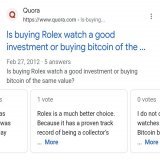 PAST: Exactly 11 years ago, a Quora user asked what is better - to invest in buying a Rolex watch or in #Bitcoin?