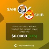 If $SANI reaches $SHIB's current market cap, its price would be $0.0088. That makes 1237x!  You can now compare Sanin Inu and Shiba Inu with over 3500 coins at   #crypto #blockchain #bitcoin #SaninInu #SANSHISTORY #SANSHI #SANSHIHONORCODE #SANIN