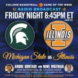 IT'S #b1gten HOOPS ((ON-AIR)) TONIGHT!! 8:45PM ET   ** ILLINOIS vs MICHIGAN ST  **  #MikeWozniak @bont_on_air  @jonrothstein  Listen on your local station. @illinois1867 @michiganstatebasketball