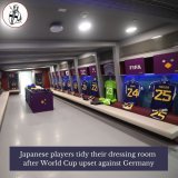 Leaving it immaculate despite their unexpected win   Japanese players tidy their dressing room following #WorldcupQatar2022 win against Germany