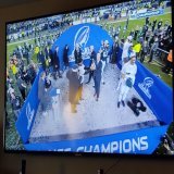 #Eagles great Brian Dawkins Presents Owner Jeffrey Lurie with the NFC Championship Trophy and head to the Super Bowl  #FlyEaglesFly #NFCChampionship #SFvsPHI #SBLVII