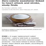 #Heartattack   A sugar replacement called erythritol &mdash; used to add bulk or sweeten stevia, monk-fruit, and keto reduced-sugar products &mdash; has been linked to blood clotting, stroke, heart attack and death, according to a new study.