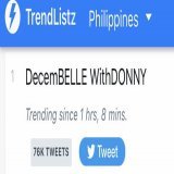 Wow! We are now trending at first spot nationwide and SECOND spot WORLDWIDE. Keep tweeting!   DecemBELLE WithDONNY   #DazzlingDONNYAtChristmasSpecial #BELLElightfulAtChristmasSpecial